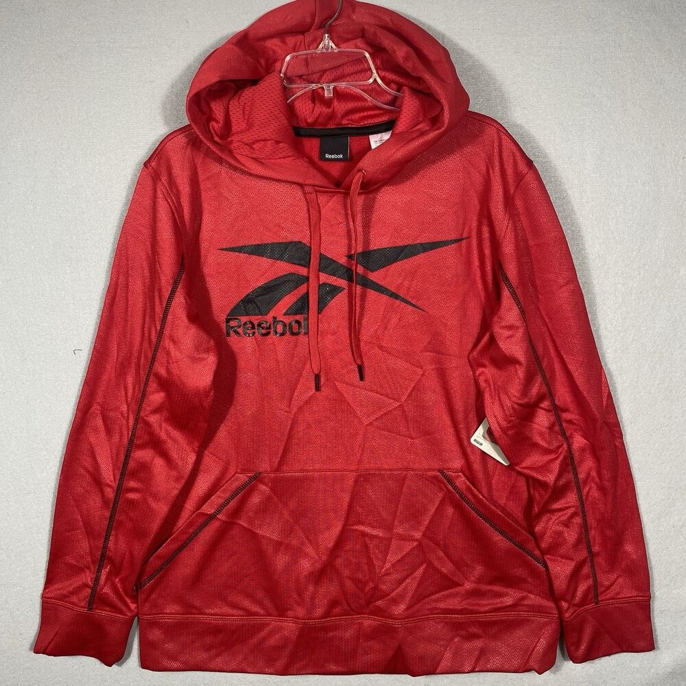 New Reebok Men's Hoodie Pullover Red Size Medium Old Logo MRSP $65